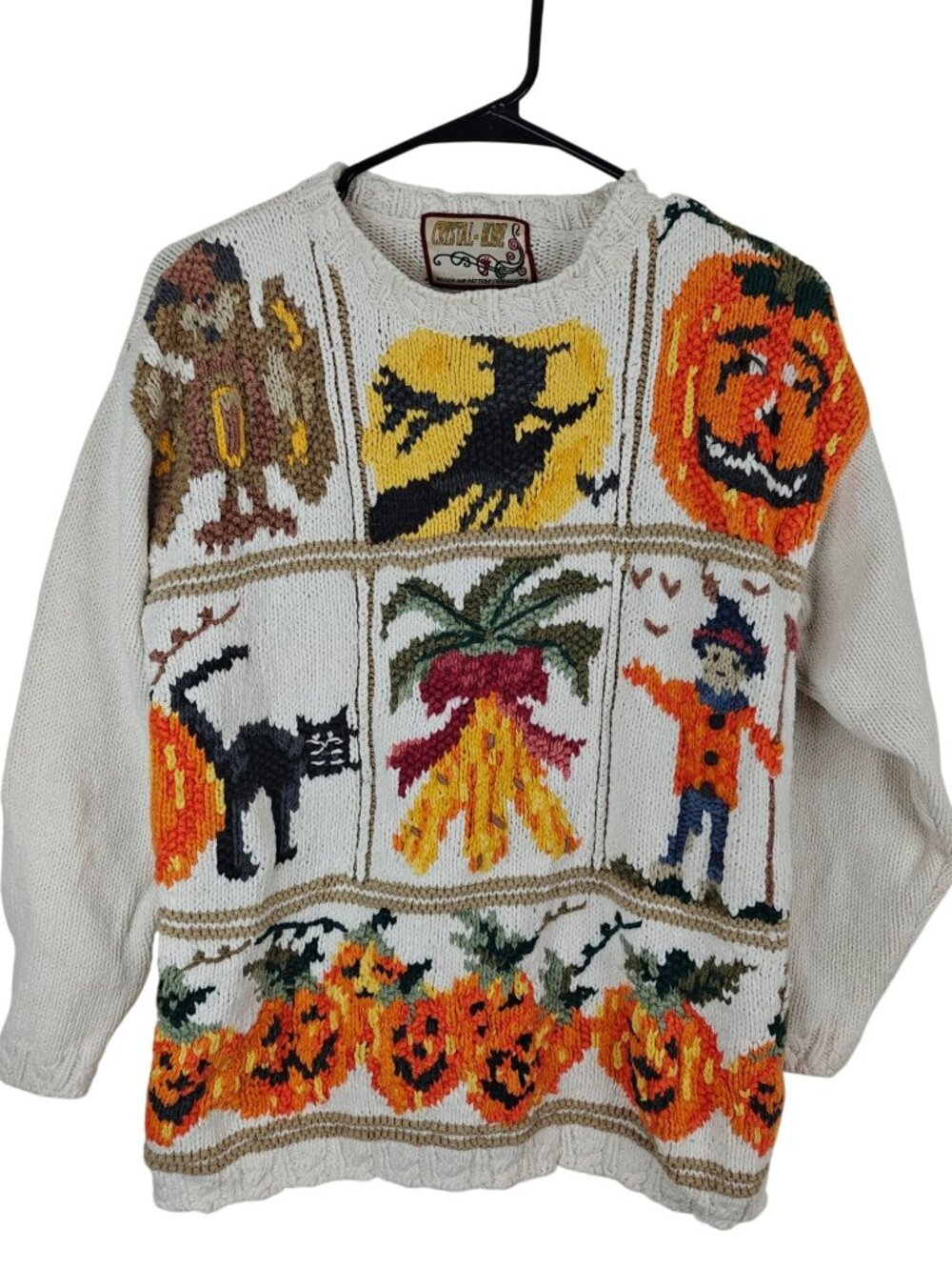 Vintage Crystal Kobe Women's Halloween Sweater Medium Cotton Embroidered